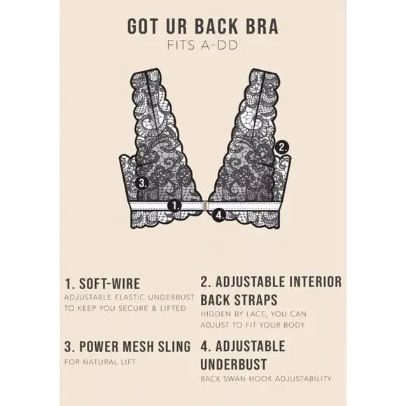 Free People We Are Hah Got Ur Back Bra Size XS in Noir Black Lace Adjustable - Picture 9 of 11